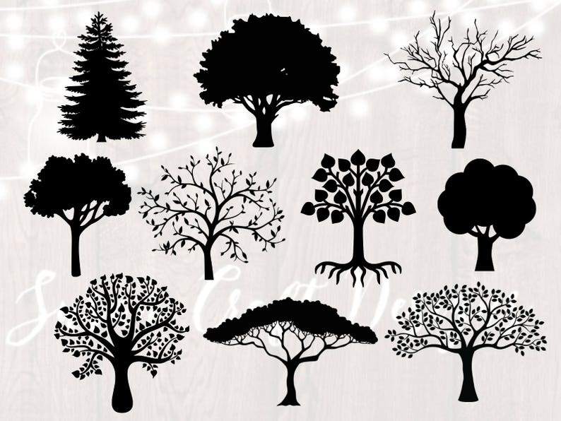 Tree Svg Bundle, Tree Cut File Clipart, Tree Svg Files For Silhouette 