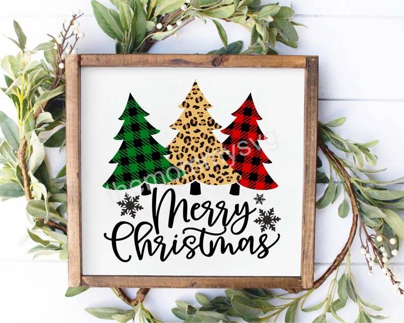 Buffalo Plaid Cheetah Tree Svg, Christmas Tree Svg#10