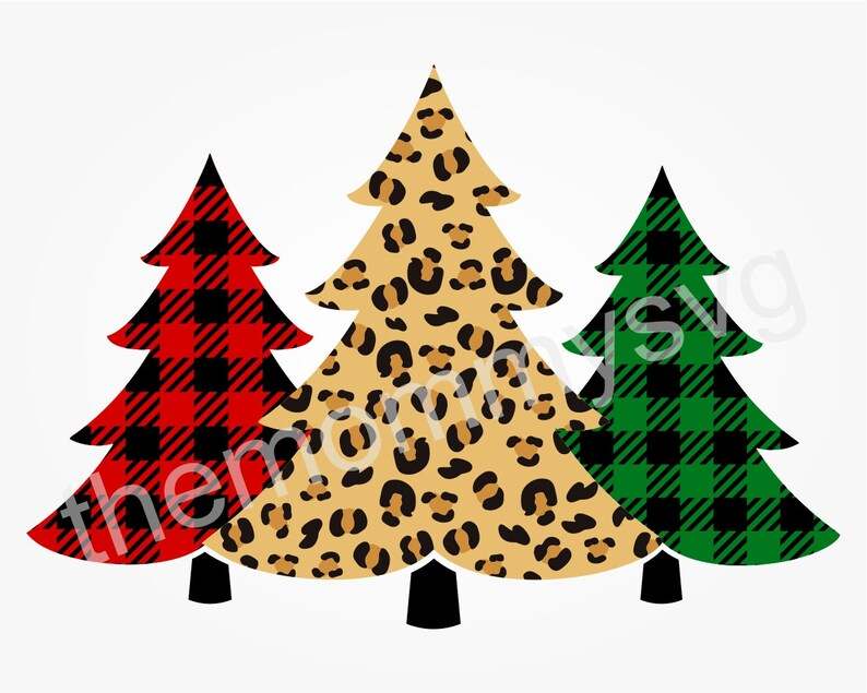 Buffalo Plaid Cheetah Tree Svg, Christmas Tree Svg#6
