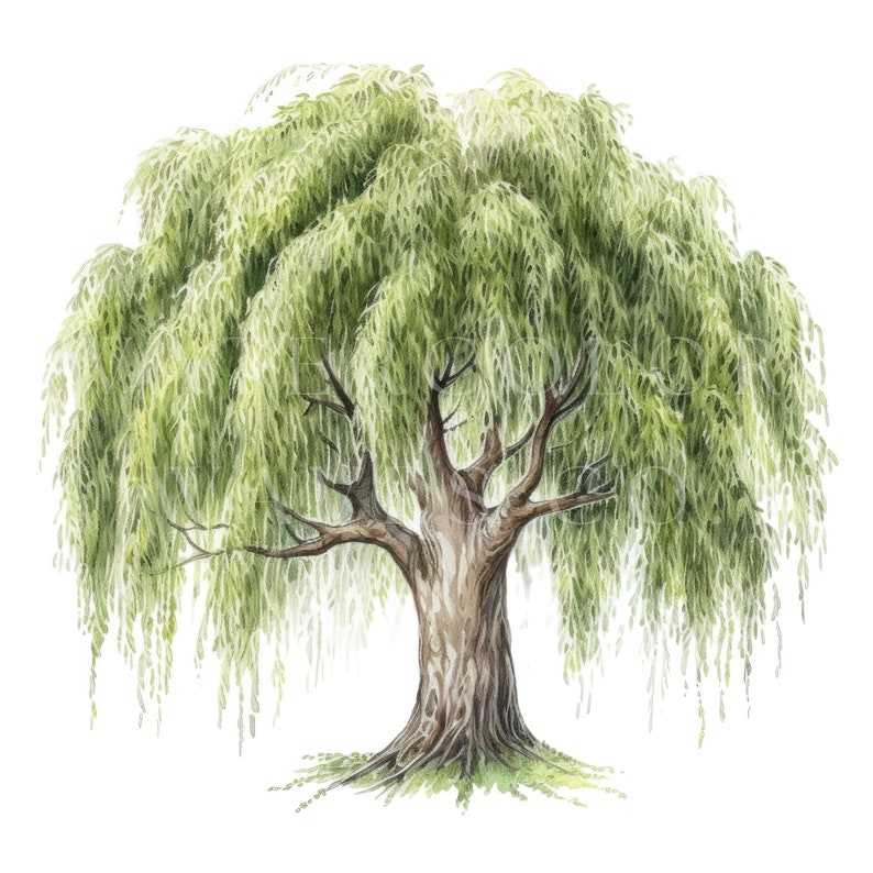 Willow Tree Clipart, Watercolor Floral Jpg Digital Planner | treesvg.com