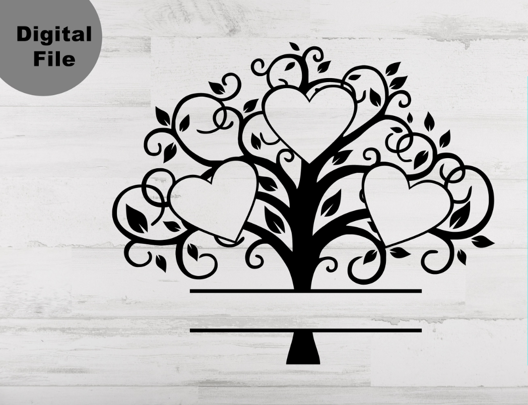 Family Tree 3 Members Svg Free, Family Heart Tree Svg Free#1