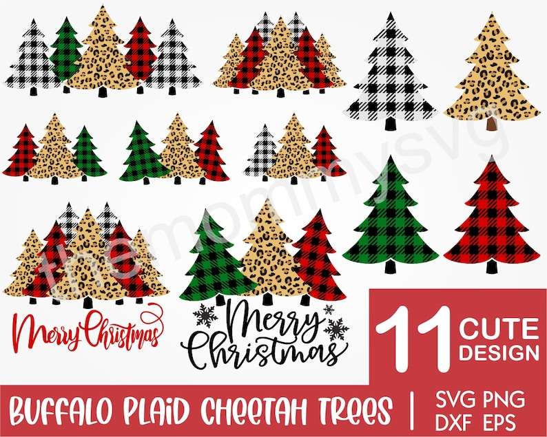 Buffalo Plaid Cheetah Tree Svg, Christmas Tree Svg#1