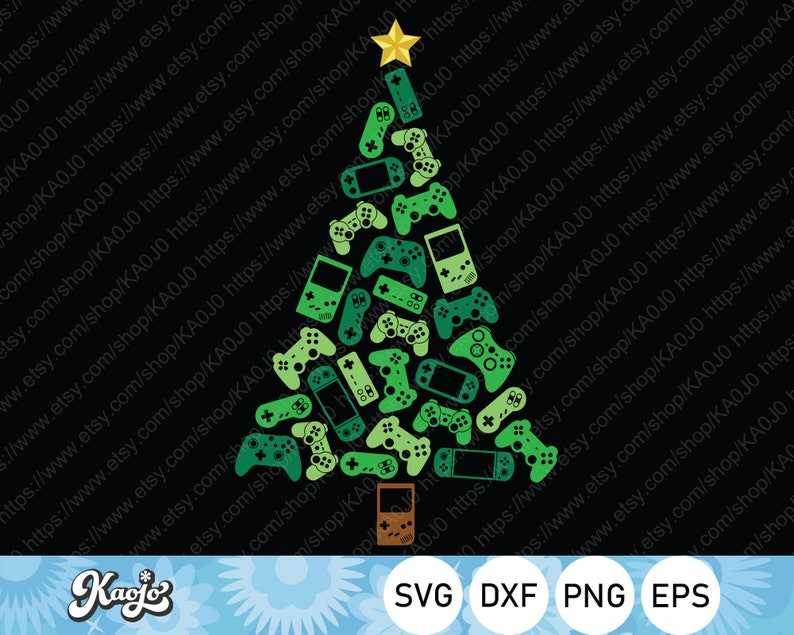 Christmas Tree Gamer Svg, Game Controller Assemble Tree Svg