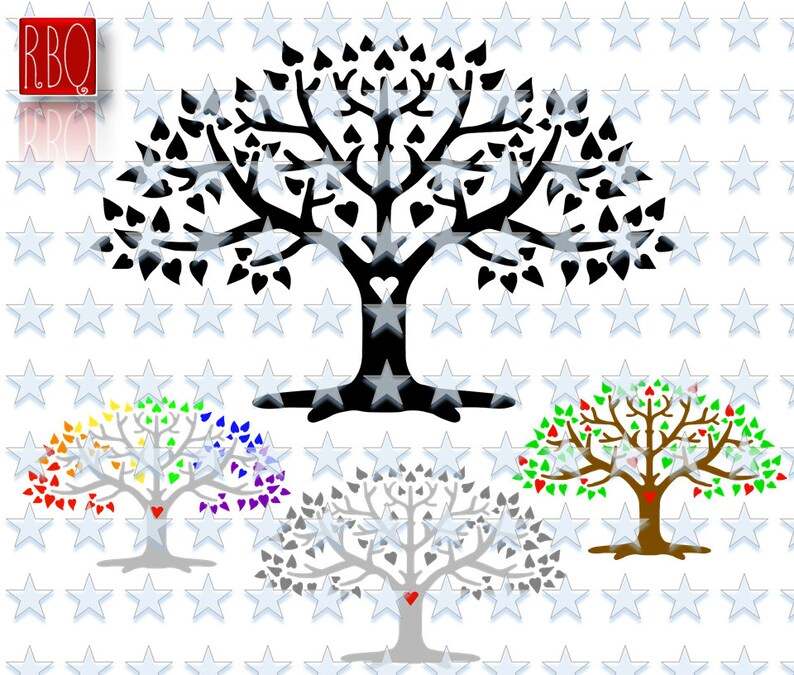 Tree with Heart Shape Leaves Branch Svg#1