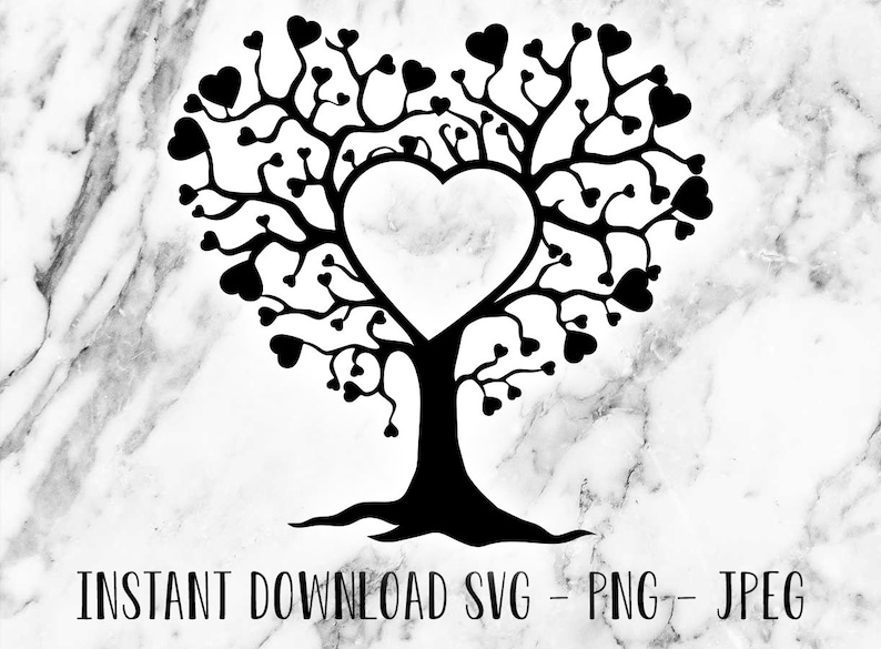 Tree With Hearts Shaped Leaves Svg Heart Tree Svg | treesvg.com