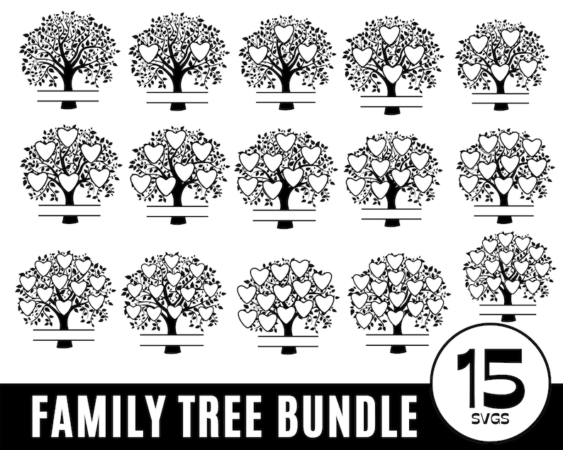 Family Tree Svg Bundle 1-15 Members, Family Reunion Svg 