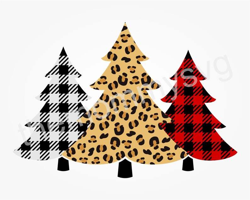Buffalo Plaid Cheetah Tree Svg, Christmas Tree Svg#8