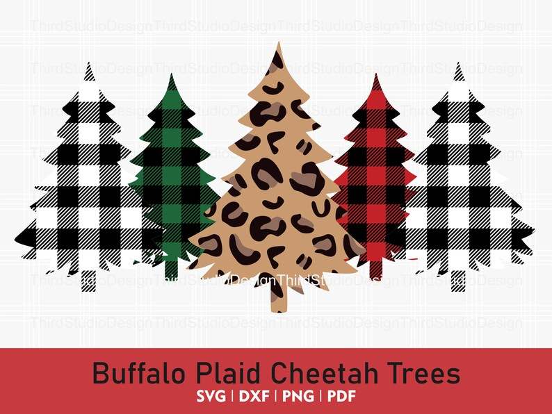 Buffalo Plaid Cheetah Tree Svg Bundle#3