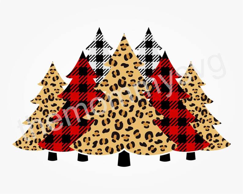 Buffalo Plaid Cheetah Tree Svg, Christmas Tree Svg#4