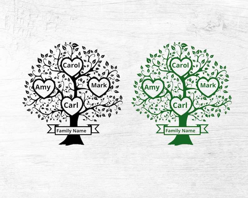 Family Tree Svg 4 Members, Family Heart Tree Svg#3