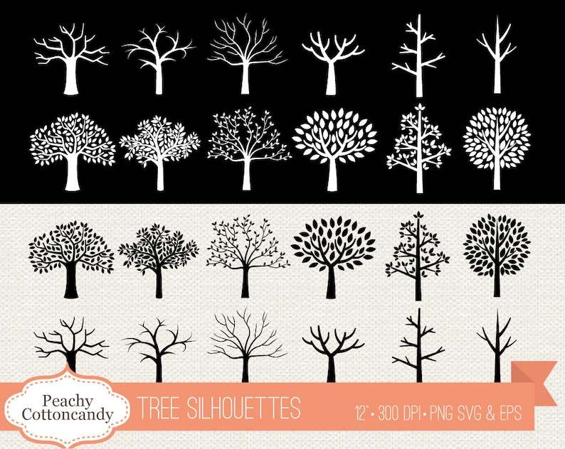 Tree Silhouettes Clipart, Vector Svg Tree Silhouette Clip Art#1