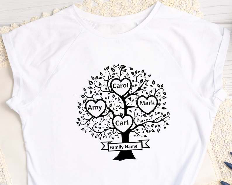 Family Tree Svg 4 Members, 4 Family Member Tree, Family Heart Tree Svg ...