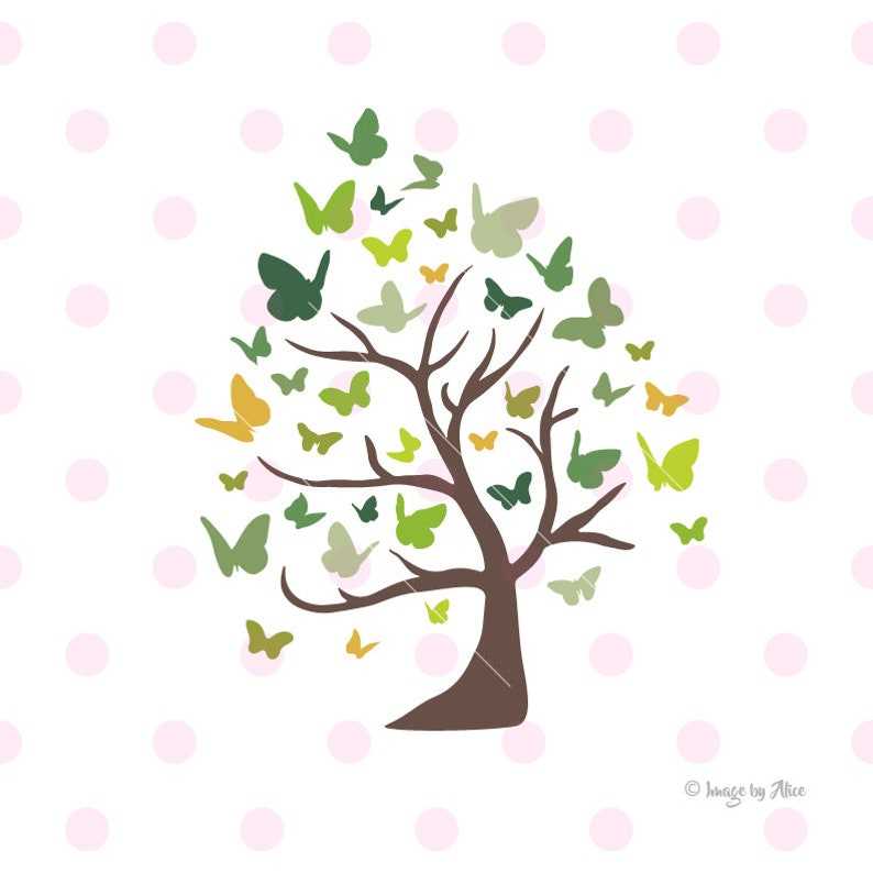 Butterfly Trees Svg, Tree Clipart Svg Files#5
