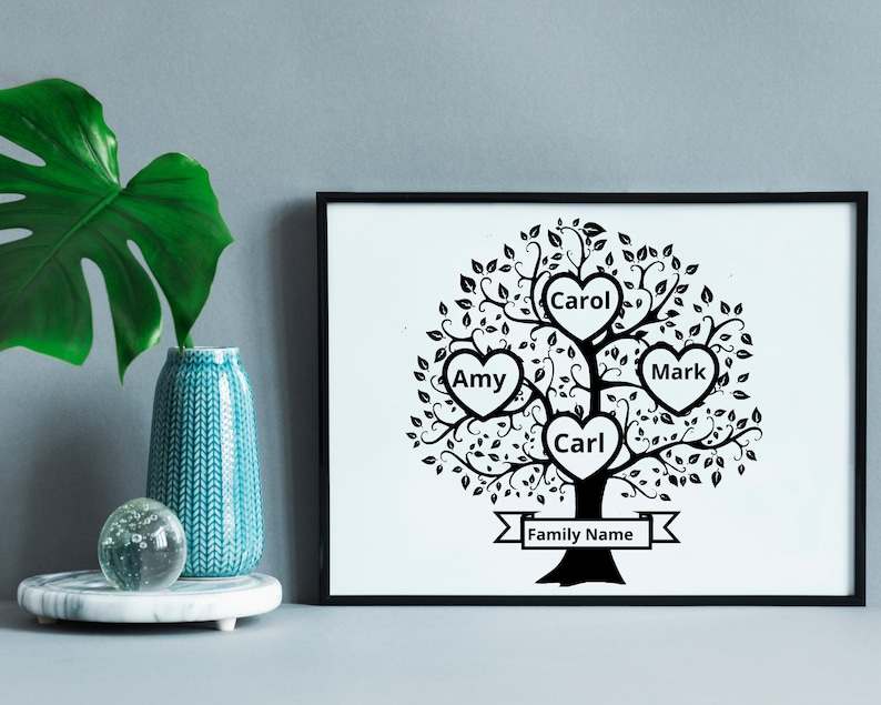 Family Tree Svg 4 Members, Family Heart Tree Svg#4