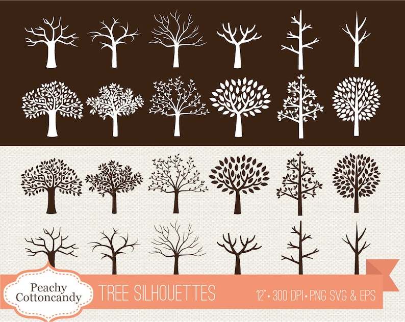 Tree Silhouettes Clipart, Vector Svg Tree Silhouette Clip Art#2
