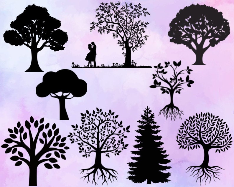 Tree Silhouette Svg Cut Files, Tree Bundle Svg | treesvg.com