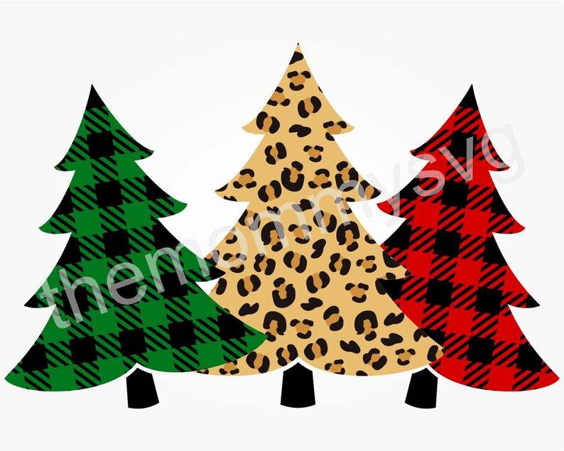 Buffalo Plaid Cheetah Tree Svg, Christmas Tree Svg#7