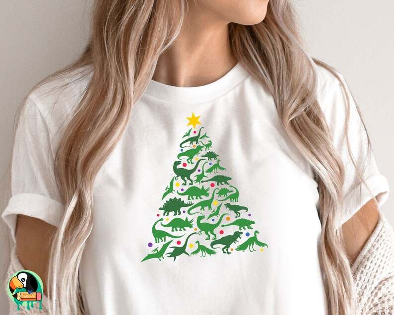 Christmas Tree Dinosaur Svg, Christmas Tree Cut Files#2