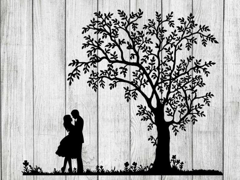 Couple Under Tree Svg, Cut Files For Cricut Silhouette#1