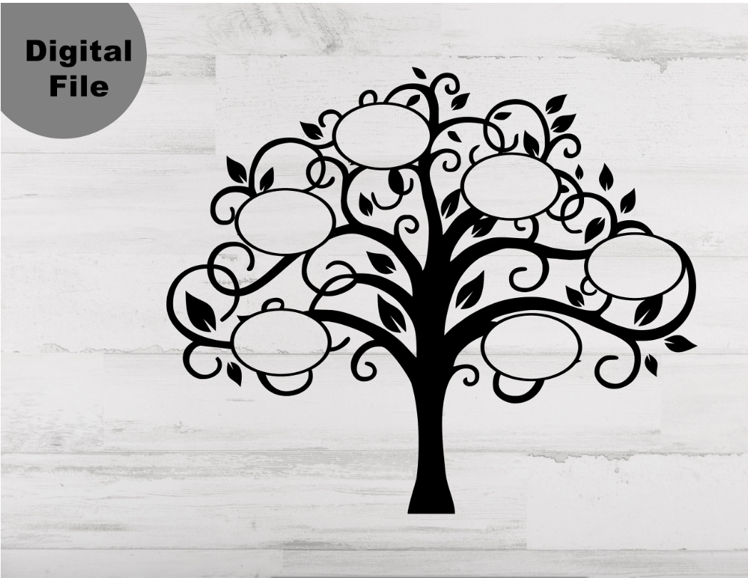 Free Family Tree 6 Members Svg, Family Tree Oval Frame Svg