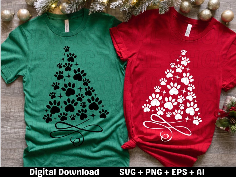 Christmas Paw Tree Svg