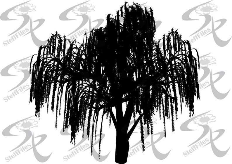 Tree Willow Svg, Willow Tree Silhouette Digital Image#2