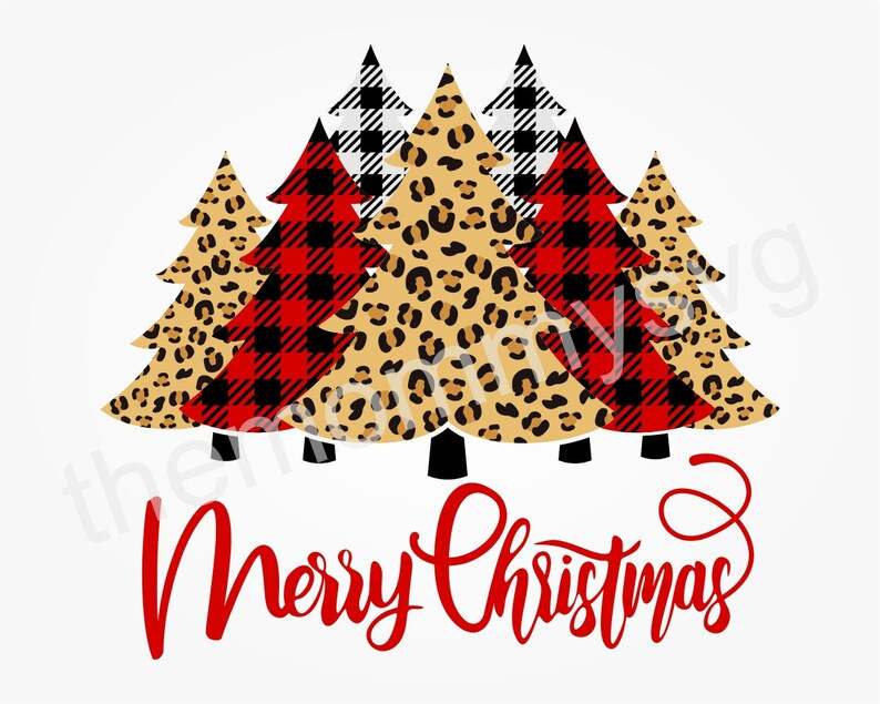 Buffalo Plaid Cheetah Tree Svg, Christmas Tree Svg#2
