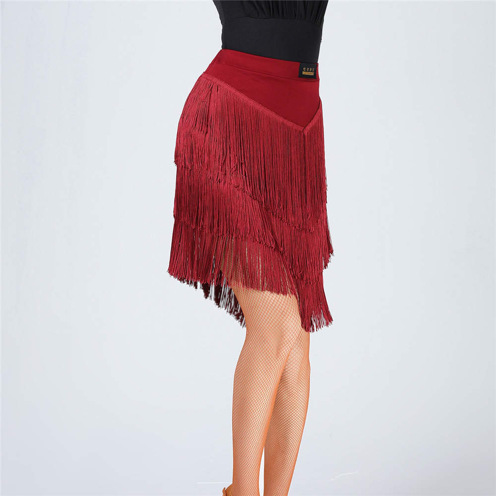 New latin dance costume adult female half-length fringed skirt