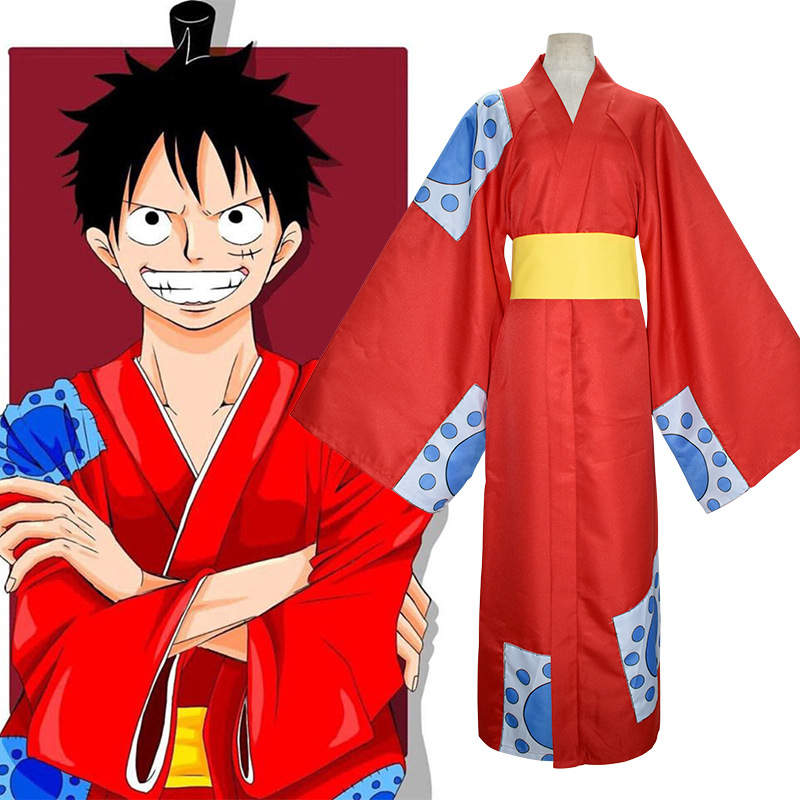 One Piece Luffy Costume - Red Kimono Luffy Cosplay, roupa do luffy