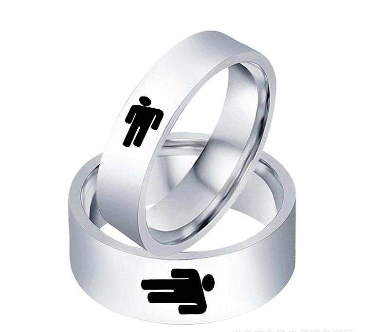 Making A Big Surprise Only Need A Billie Eilish Logo Titanium Steel Couple Ring