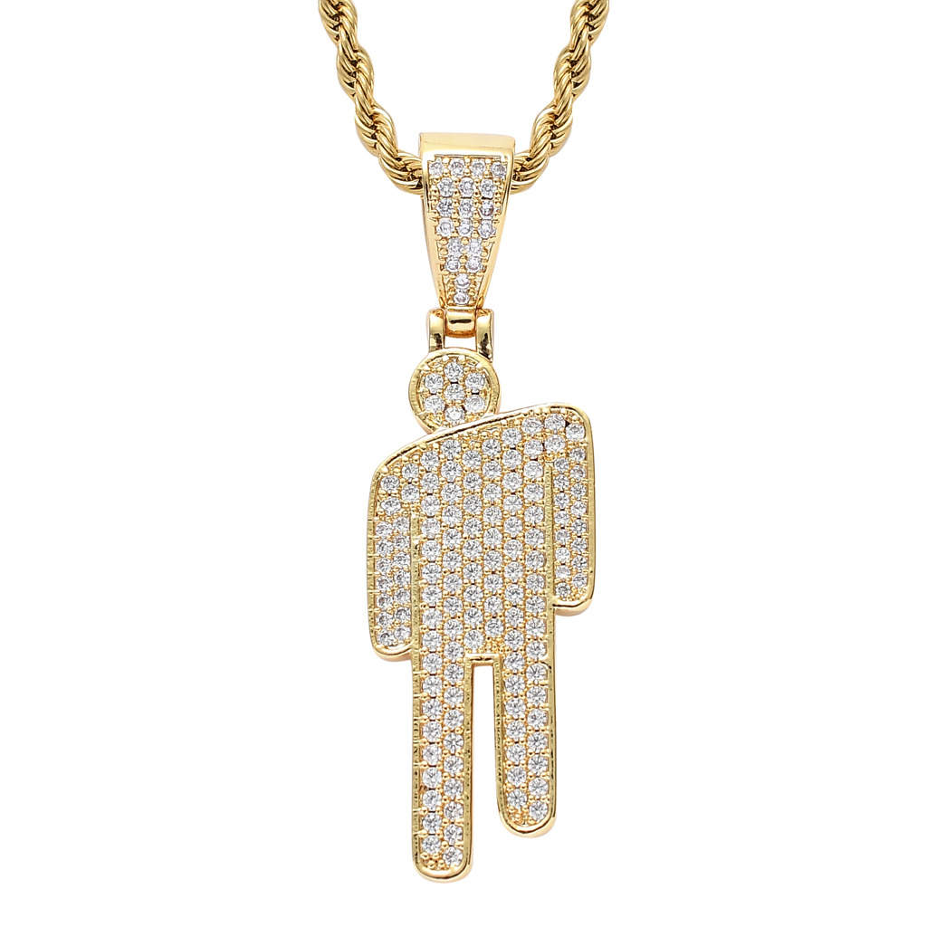 Billie Eilish Tilted Head Pendant Zircon Necklace, Billie Eilish Necklace, Billie Eilish Necklaces#3