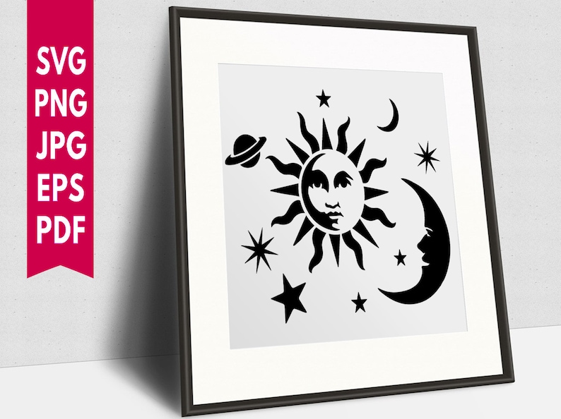 Sun And Moon Svg, Celestial Sun And Moon Svg Cut File Png | moonsvg.store