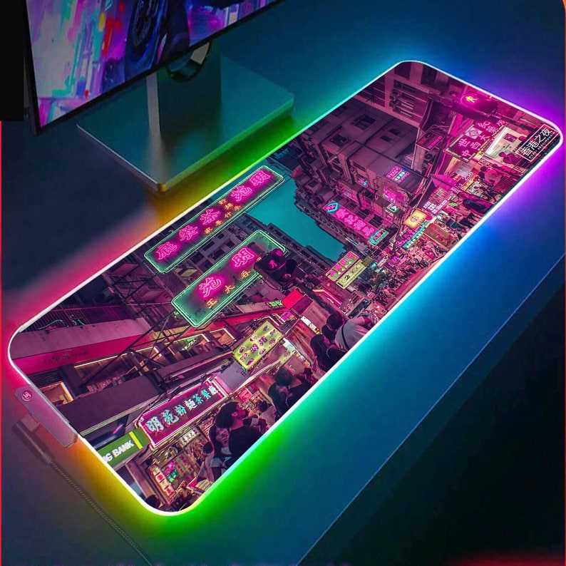 Japanese Purple Anime Desk Mat, Tokyo City Street Mouse Pad Pixel Art Neon  Vaporwave Desk Pad XXL, Long Laptop Keyboard Mats for Desk Kawaii Full Desk