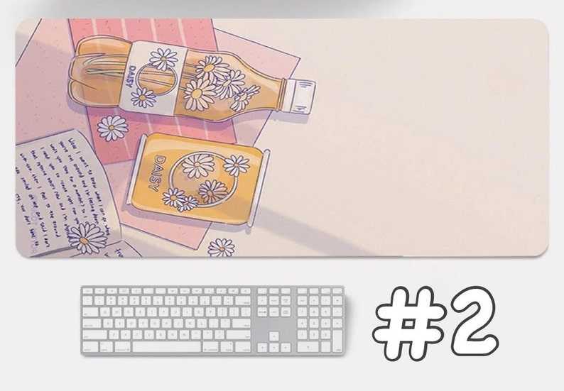 Flower Sakura Kawaii Cartoon Design Computer Keyboard Desk Mat Large Gamer Desk Mat Cat Food Gaming Laptop Office Accessories
