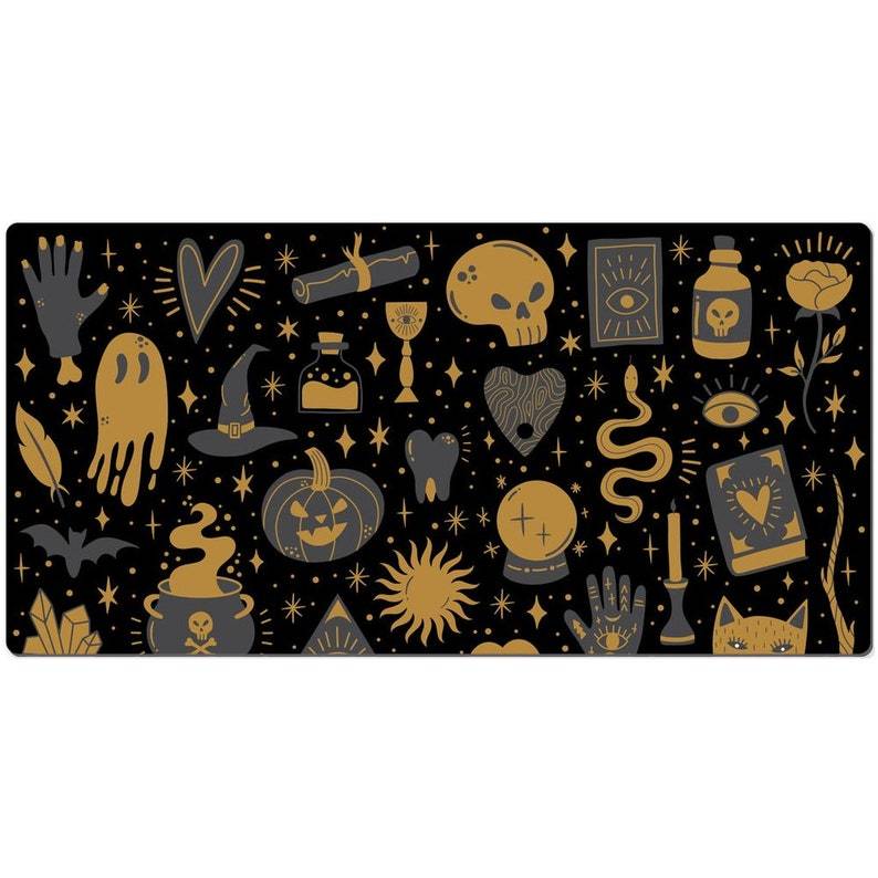 Kawaii goth spooky mystical witch desk mat, witchy extended mouse pad, cute boho large gaming desk pad#2