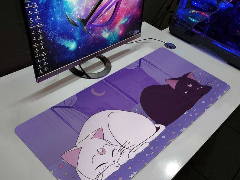 Japanese Desk Mat Aesthetic Desk Decor, Kawaii Cat Pixel Art, Cute Desk Pad  Anime Mousepad, Gaming Desk Accessories Large Extended Mouse Pad 