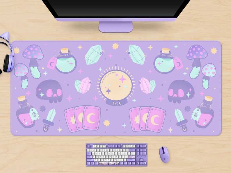 Aesthetic Pastel Gaming Mouse Pad for Desk XL Extended, Star Constellation  Space Marble Planet Pink Purple Desk Pad Large Keyboard Desk Mat, Kawaii  Cute Desk Accessories Decor Stuff, 31.5 X 11.8 Inch 