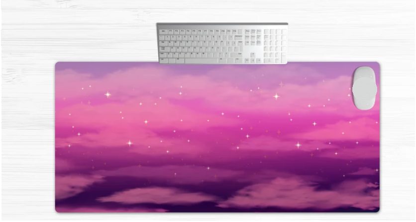 Cute Purple Clouds Gaming Desk Mat, Cute Mouse Pad, Desk Mat Extra Large, Kawaii Gaming Mouse Pad#1