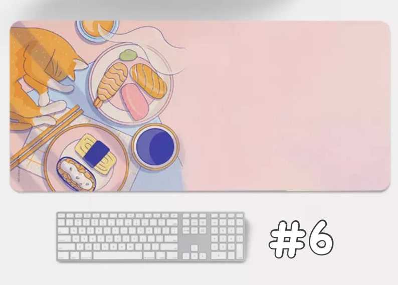 Flower Sakura Kawaii Cartoon Design Mouse Pad Computer Keyboard Desk Mat Large Gamer Mousepad Cat Food Pink Gaming Laptop Office Accessories#7