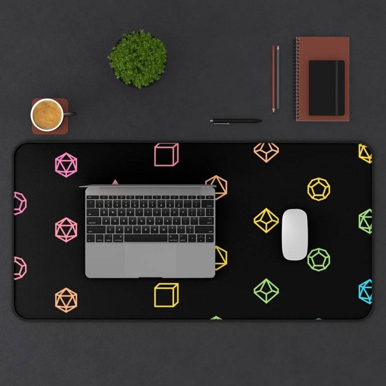 Neon DnD Dice Desk Mat/Gaming Mousepad#1