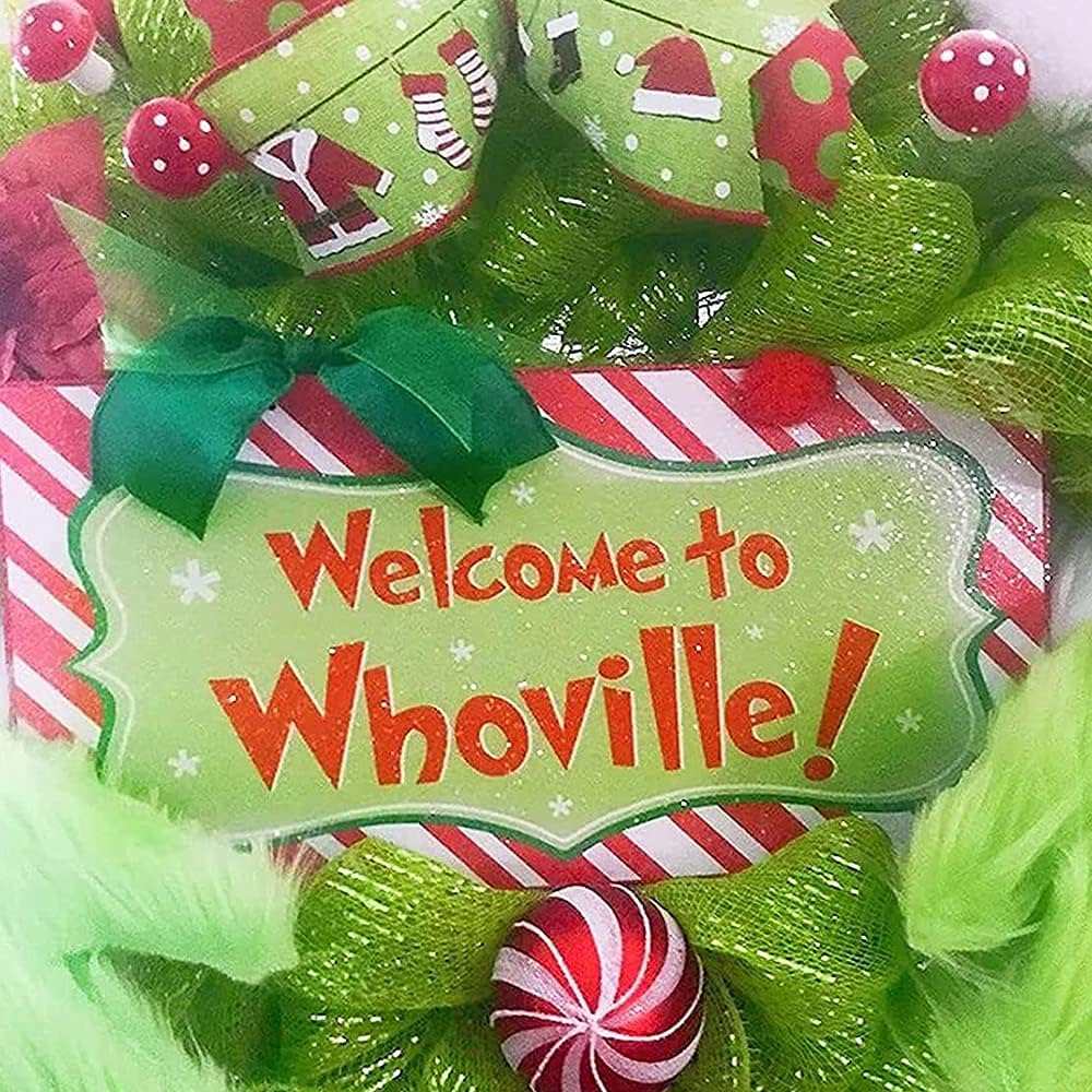 Christmas Wreath for Front Door, Grinch Wreath, Grinch That Stole  Christmas, Grinch Wreath, Whosville Decor, Holiday Decor, Christmas Decor,  