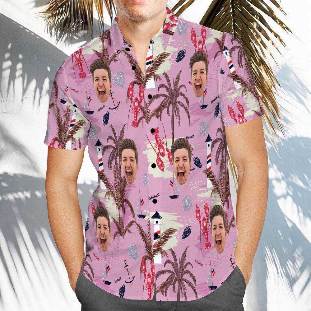 Prestonplayz Hawaiian Shirt Custom Photo Hawaiian Shirt Pink Chinoiserie Print Hawaiian Shirt