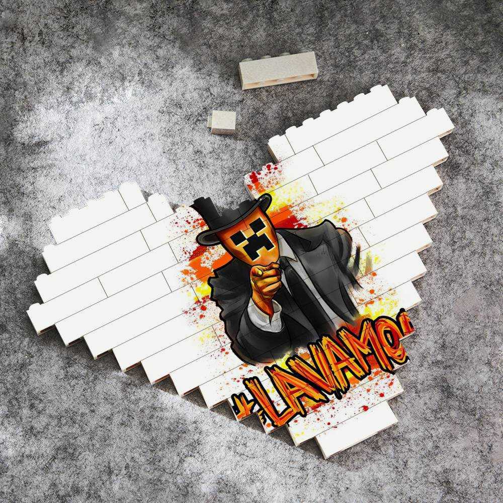 Prestonplayz Merch Heart Shape Building Blocks Gift for Fans Lavamob Building Blocks