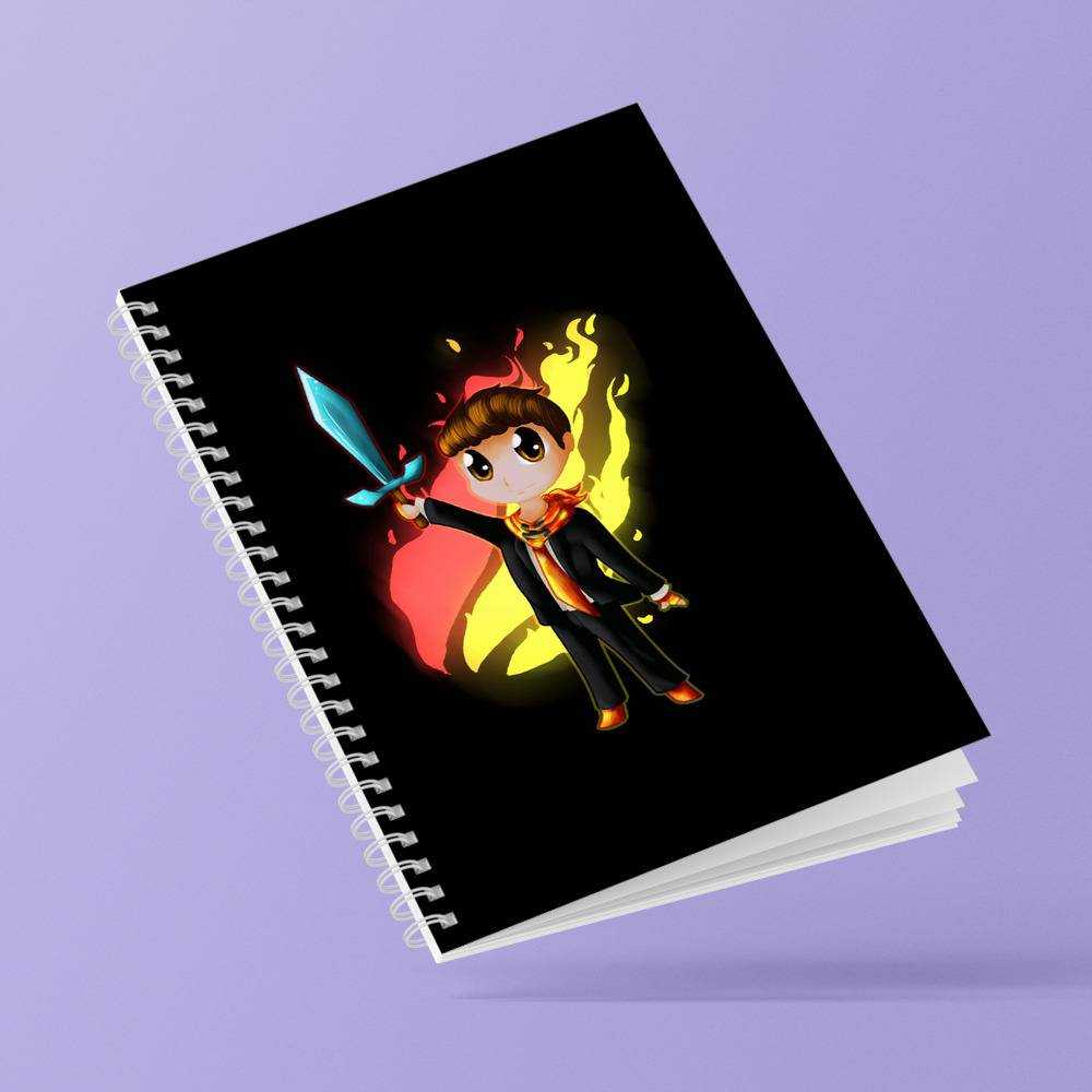 Prestonplayz Spiral Bound Notebook Journal Diary Fire Logo in Minecraft Notebook