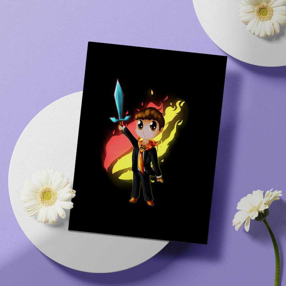 Prestonplayz Greeting Card Fire Logo in Minecraft Greeting Card