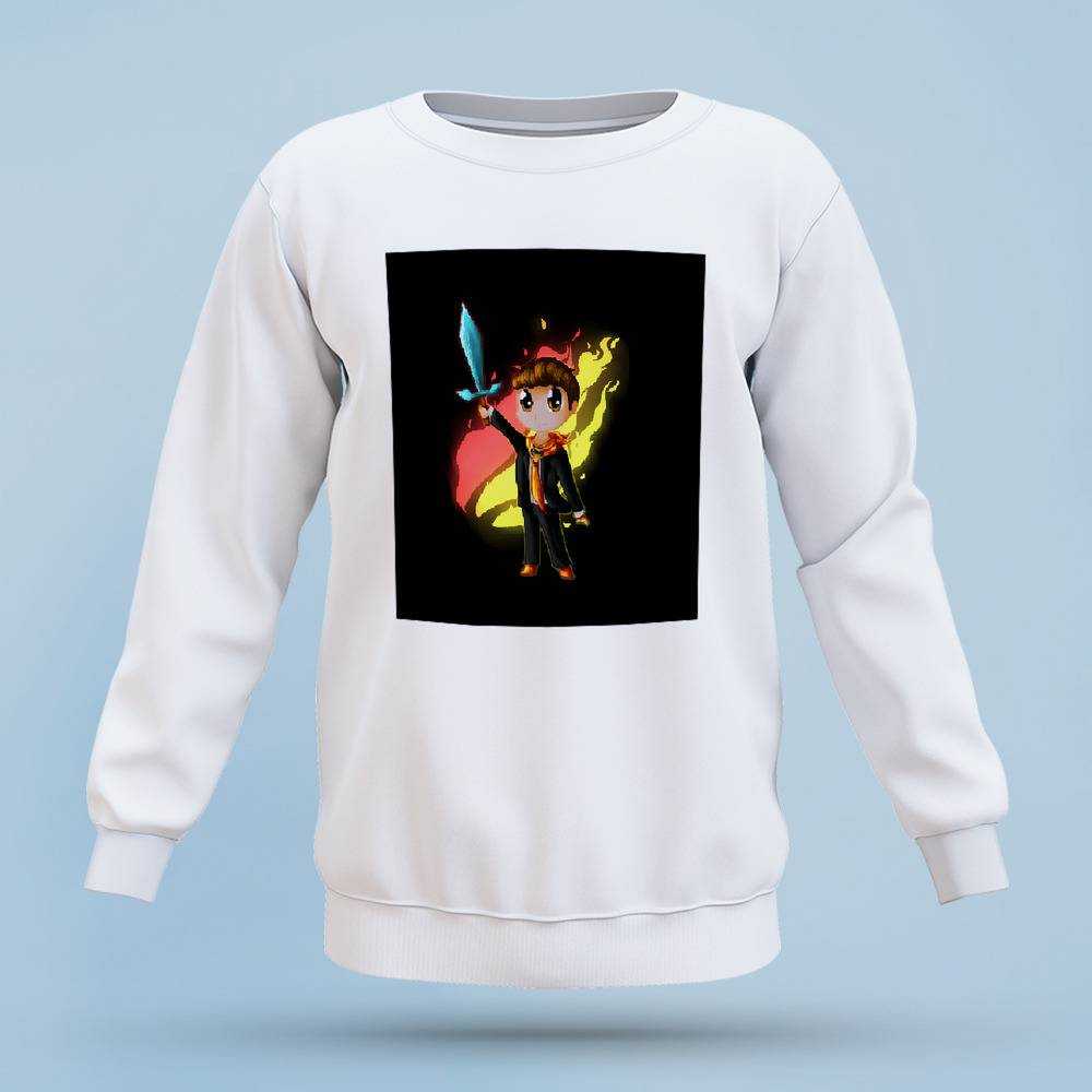 Prestonplayz Sweatshirt Classic Sweatshirt Fire Logo in Minecraft Sweatshirt