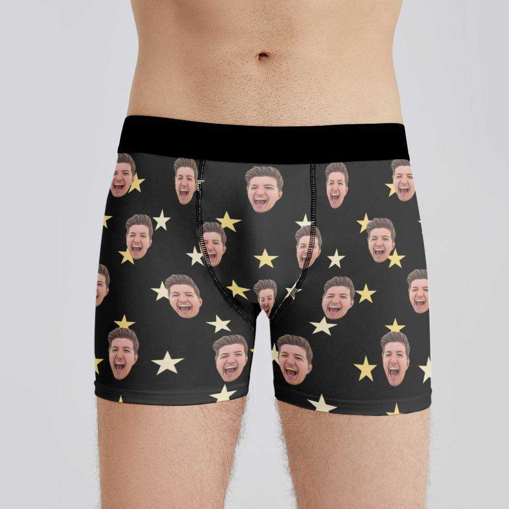 Prestonplayz Boxers Custom Photo Boxers Men's Underwear Little Star Boxers Black