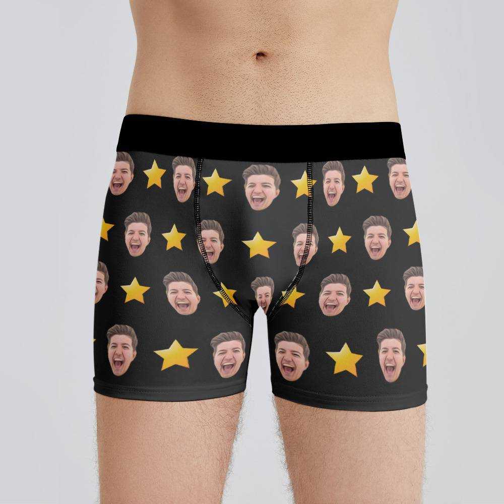 Prestonplayz Boxers Custom Photo Boxers Men's Underwear Star Boxers Black