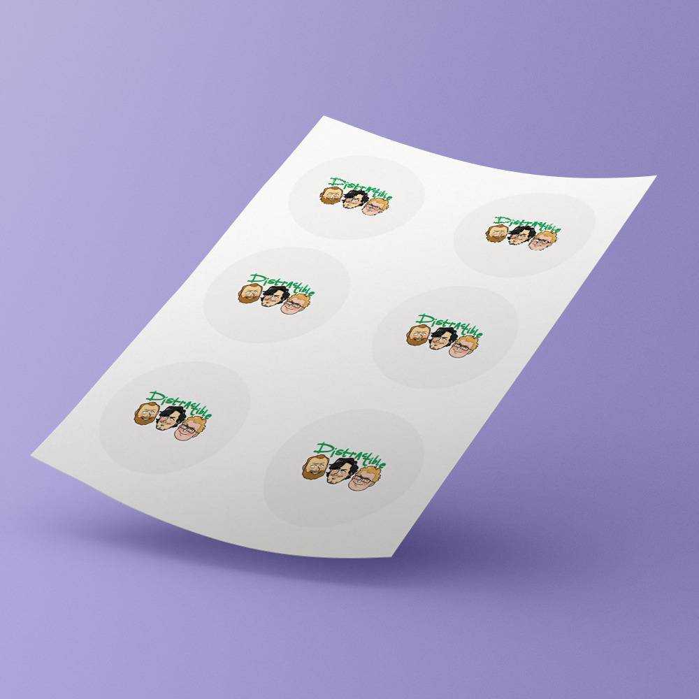 Distractible Round Stickers Distractible Podcast Decorative Stickers