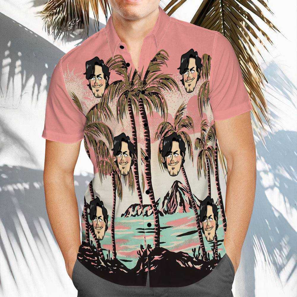 Distractible Hawaiian Shirt Custom Photo Hawaiian Shirt Pink Coconut Grove Hawaiian Shirt